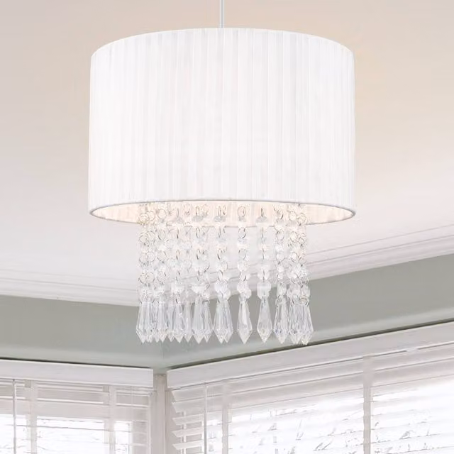 COSYLYTE Winni Easyfit Modern Fabric Cylinder Pendant Light in White and Grey