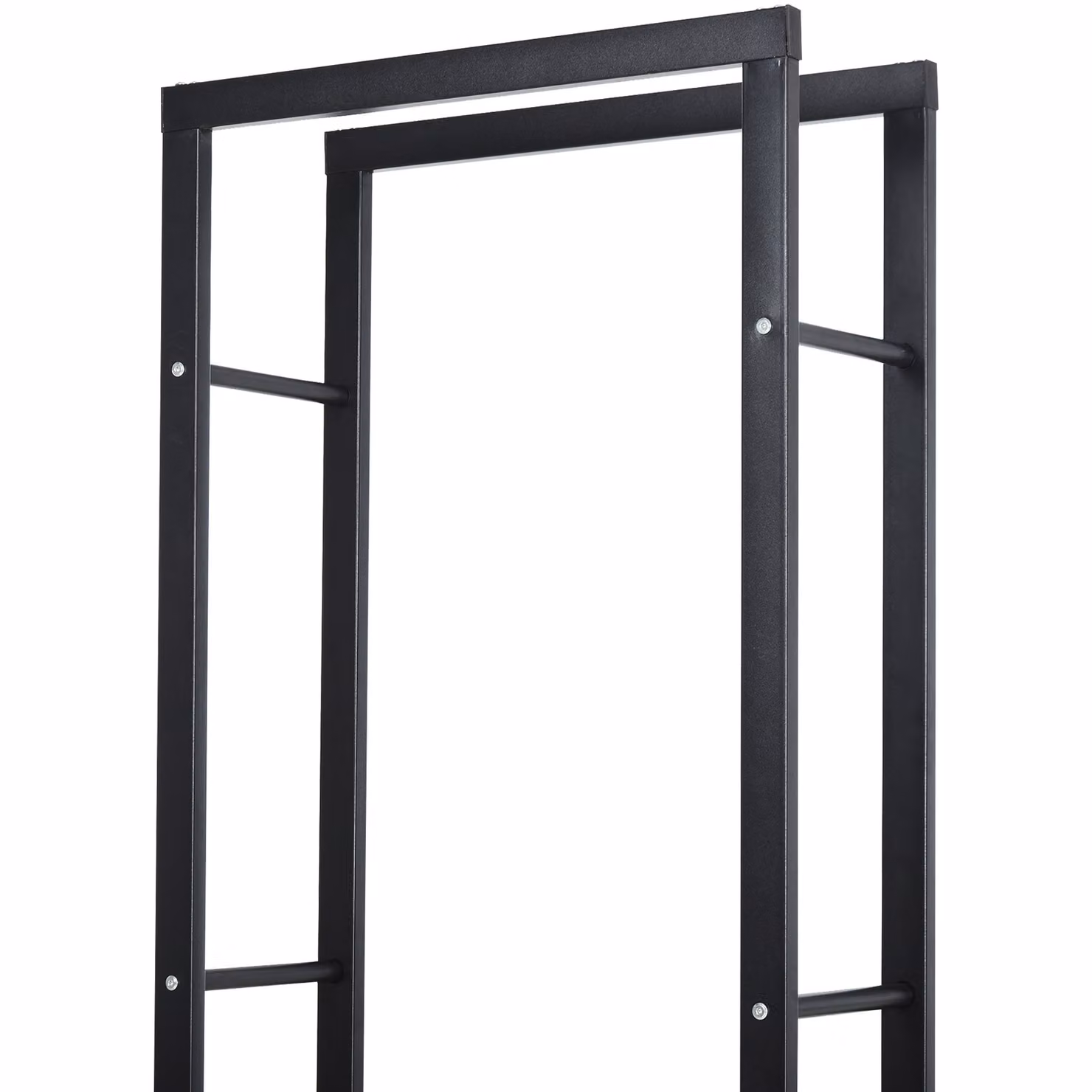 HOMCOM Double Tier Metal Firewood Log Holder Rack in Black, H 150 x W 40 x D 40 cm – 6