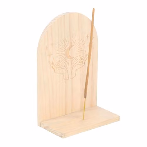 KDMD Natural Mystical Hands Wood Incense Holder Shelf in Peach and Brown