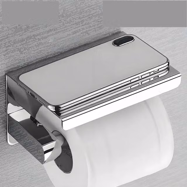 SPETLEK Wall-Mounted Stainless Steel Toilet Paper Roll Holder in Silver