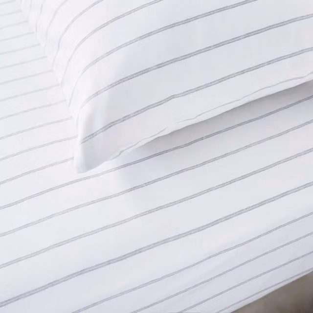 Murmur Olivia Double Fitted Sheet, Cloud Grey, Cotton Percale, W: 140 cm, L: 200 cm