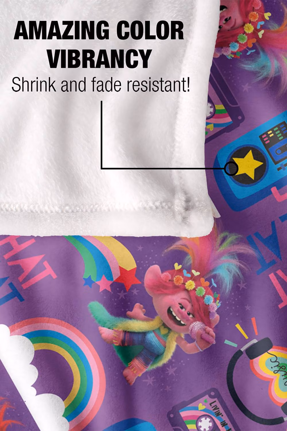 DreamWorks Trolls Fluffy Fleece Throw Blanket, Multicolour, W: 152 cm, D: 127 cm – 4