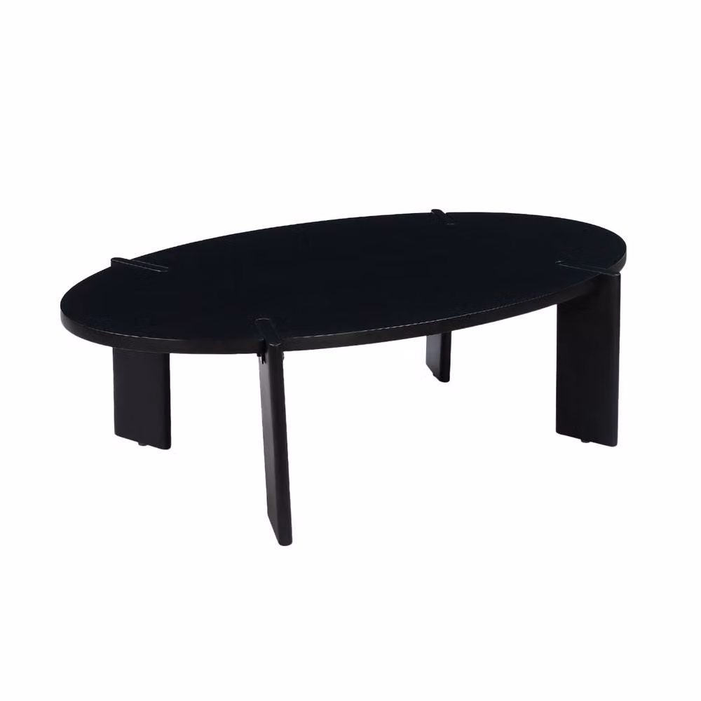 Sweekeet Solid Mango Wood Oval Coffee Table in Black, W/D/H: 65 x 35 x 25 cm – 2