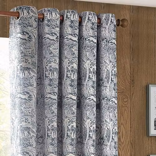 Riva Home Winter Woods Chenille Room Darkening Eyelet Curtains, Woodland Animals Pattern, Blue, 2 Panels, Width: 229 cm, Drop: 137 cm – 3