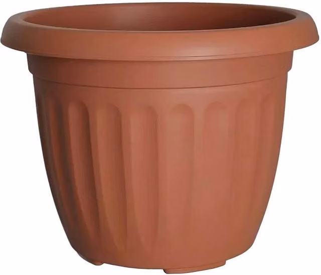 Kelvenix Round Athens Planter Tub in Brown Plastic, Diameter: 30 cm – 1