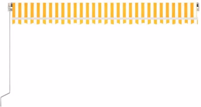 Berkfield Home Manual Retractable Folding Arm Awning in Yellow and White, W: 500 cm, D: 300 cm – 1