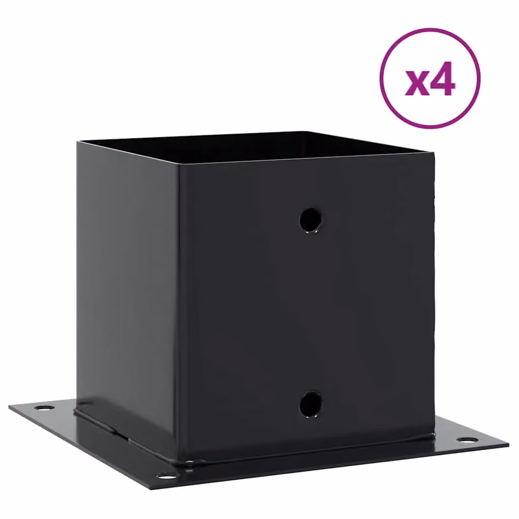 Berkfield Home Square Post Bases, 4 Pack, Anthracite, Powder-coated Steel, 14.1 x 14.1 cm – 2