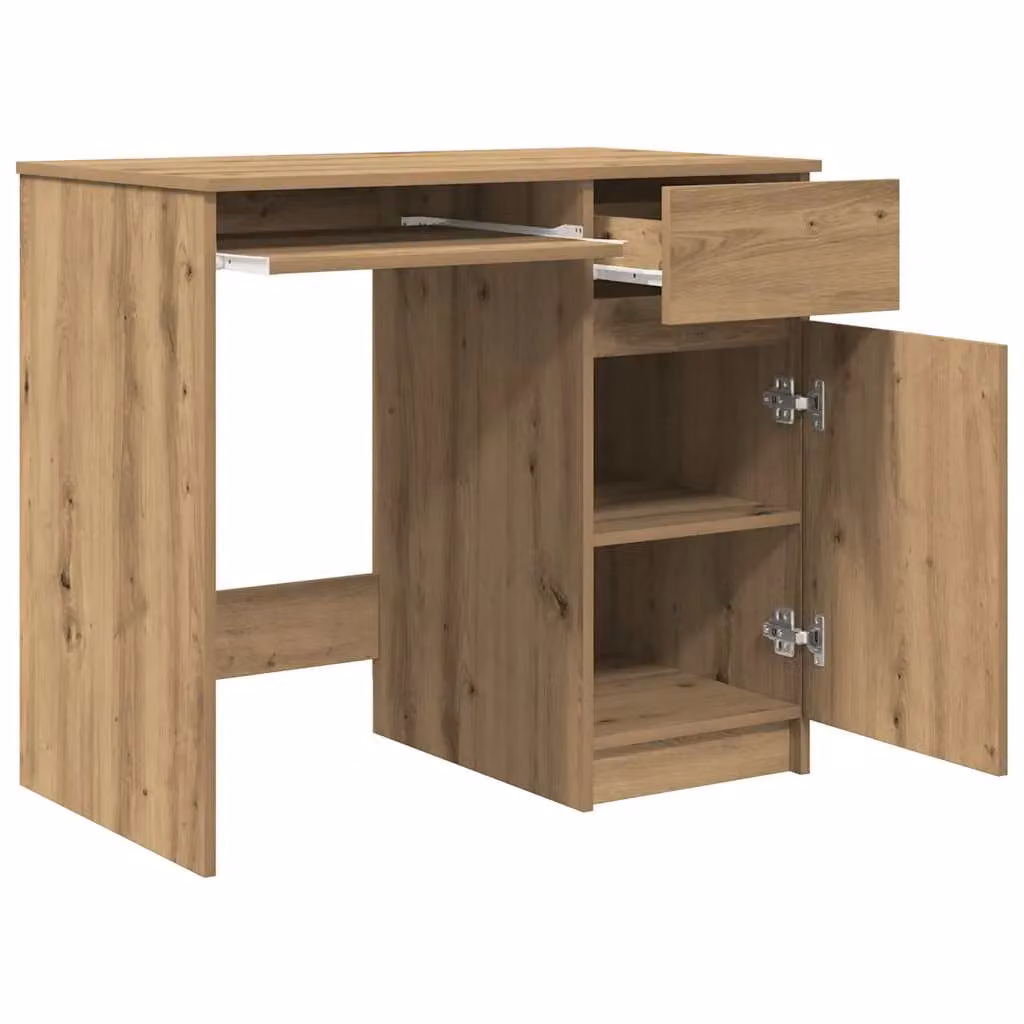 Berkfield Artisan Oak Writing Desk in Brown, W/D/H: 86 x 49 x 76 cm – 3
