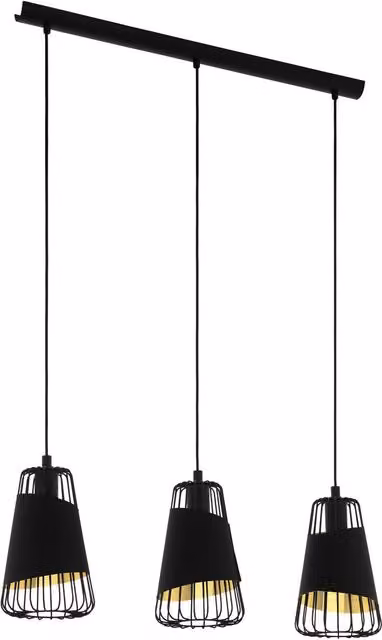 Loops Modern Metal Hanging Ceiling Pendant Light in Black and Gold/Brass for Kitchen Islands