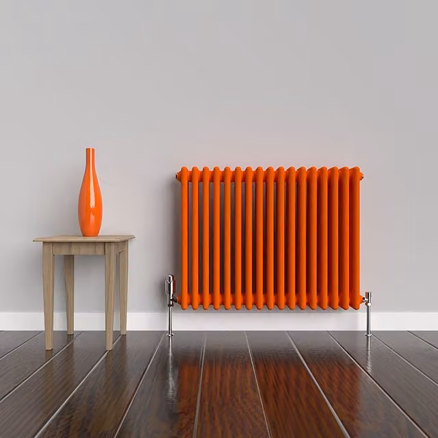 Lux Heat Horizontal 3 Column Steel Radiator in Sunburst Orange, W: 60.0 cm, H: 78.5 cm