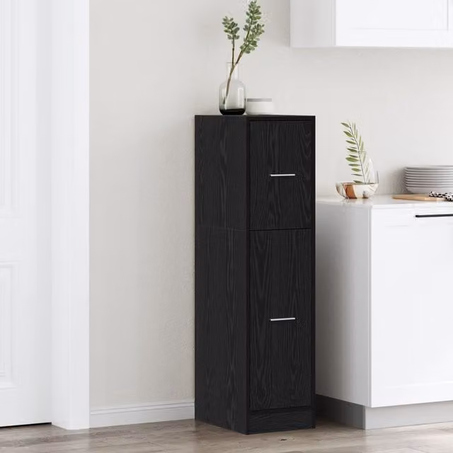 Berkfield Home Apothecary Cabinet in Black Oak, W/D/H: 30 x 30 x 118 cm