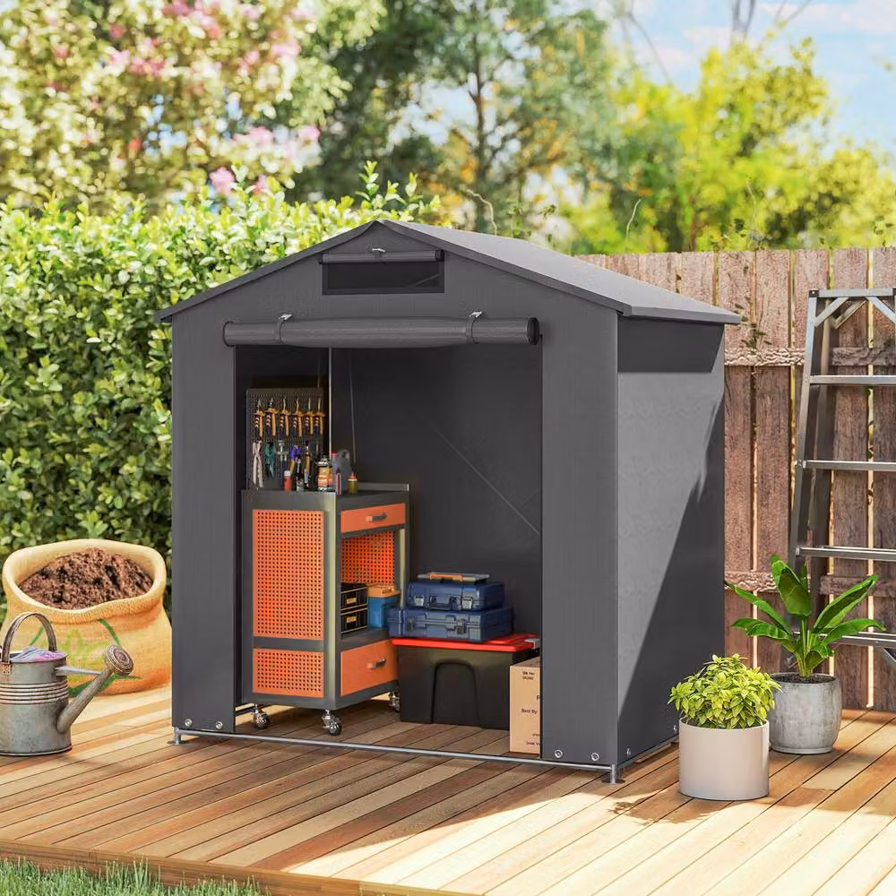 Rolipo Waterproof Bike Storage Tent with Vent, Dark Grey, W/D/H: 182.88 x 121.92 x 190 cm – 2