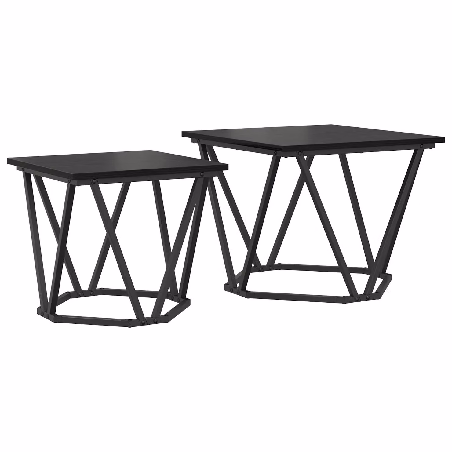 Berkfield Home Modern Square Coffee Table with Black Oak Wood Top and Metal X-Frame – 2