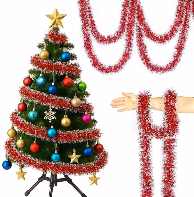 EONLION Red Christmas Tinsel Garland