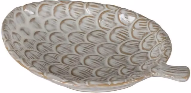 KDMD Alora Ceramic Pinecone Medium Decorative Trinket Dish in White – 1