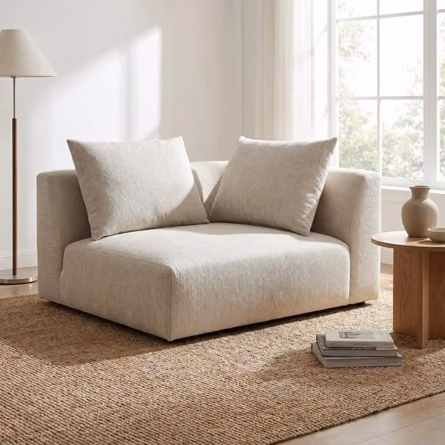 Abakus Direct Tokyo Right Corner Unit in Deep Black Basket Weave with Deep Seat in Soft Sand