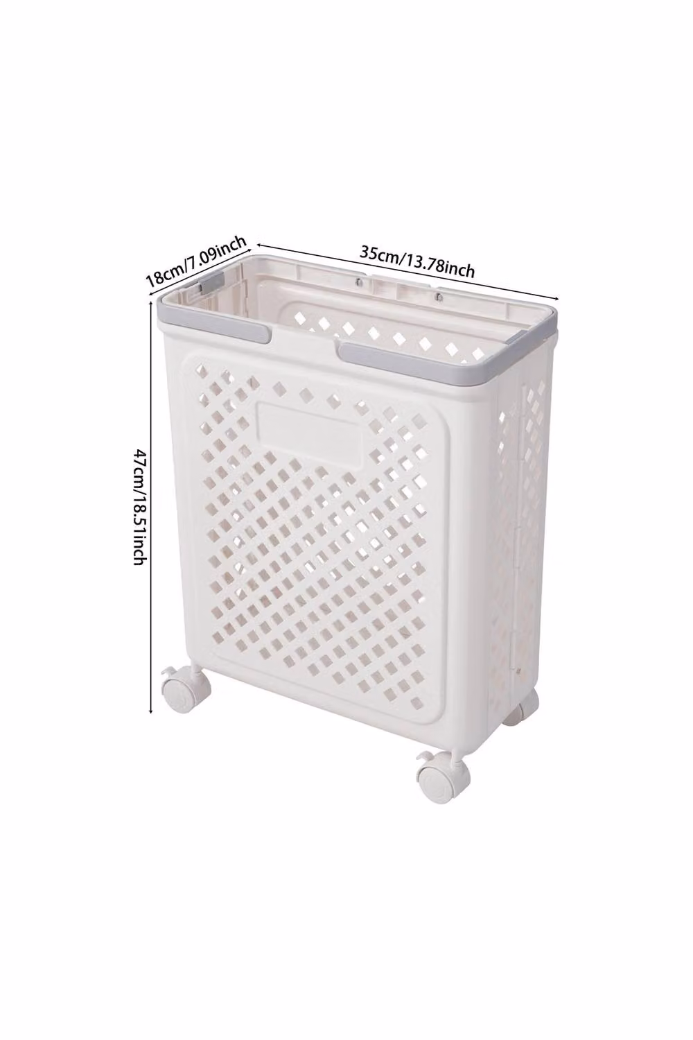 Garden Sanctuary Collapsible Plastic Laundry Basket with Wheels and Handles, White – 3