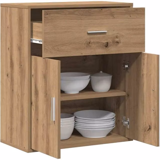 Berkfield Home Artisan Oak Sideboard in Brown, W/D/H: 60 x 31 x 70 cm – 1
