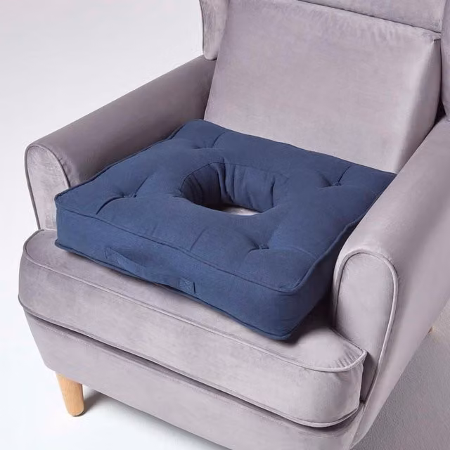 Homescapes Contoured Blue Cotton Armchair Seat Booster Cushion
