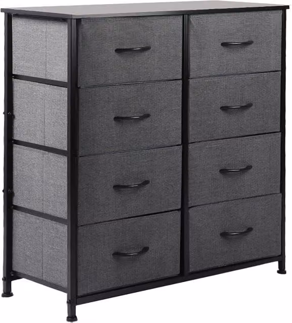 Levede Grey Storage Cabinet Tower Chest of 8 Drawers, H: 82 cm x W: 30 cm x D: 40 cm