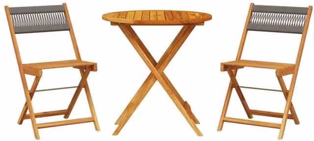 Berkfield Home 3 Piece Grey Bistro Set with Acacia Wood and Polypropylene – 1