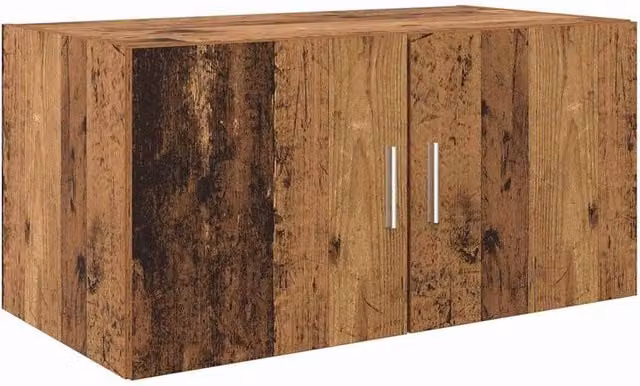 Berkfield Home Wall Mounted Cabinet in Brown Old Wood, W/D/H: 80 x 42.5 x 40 cm