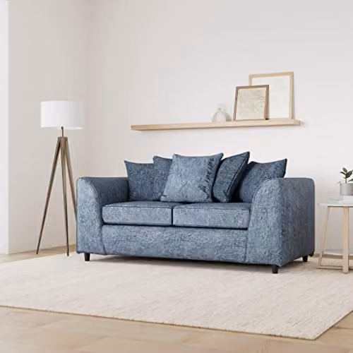 Abakus Direct Harriet 3 Seater Sofa in Blue Crushed Chenille Fabric – 5