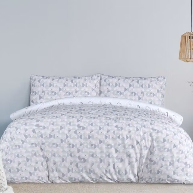 Smart Living Reversible Blue Circle Geo Printed Duvet Cover and Pillowcases, King Size (W: 180 cm, L: 200 cm)