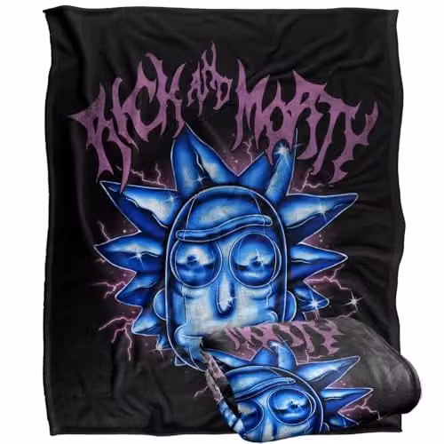 LOGOVISION Rick and Morty Rick Sanchez Super Soft Fleece Throw Blanket, Multicolour, W: 152 cm, D: 127 cm – 1