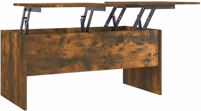 Berkfield Home Modern Smoked Oak Coffee Table in Brown with Lift Mechanism, W: 102 cm, D: 50.5 cm, H: 46.5 cm – 1