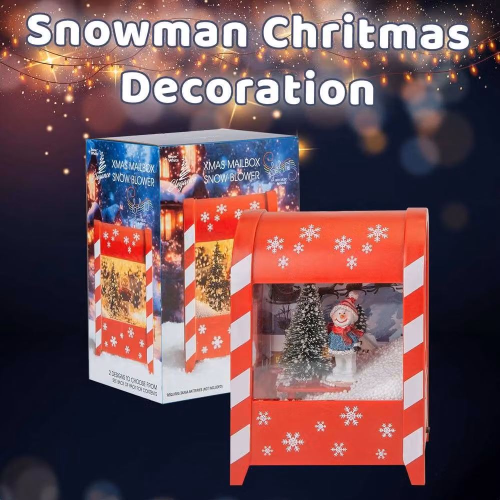 VFM e-Store Christmas Snowman Snow Globe with LED Light and Auto Snow Blower, Red, W: 20 cm, D: 15 cm – 3
