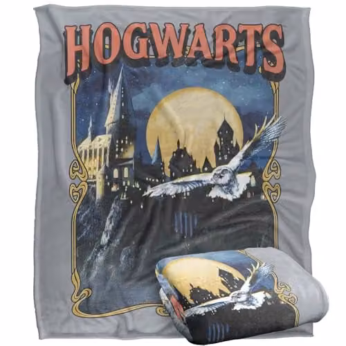 LOGOVISION Harry Potter Hogwarts Poster Super Soft Fleece Throw Blanket, Multicolour, W: 127 cm x D: 152.4 cm x H: 152.4 cm