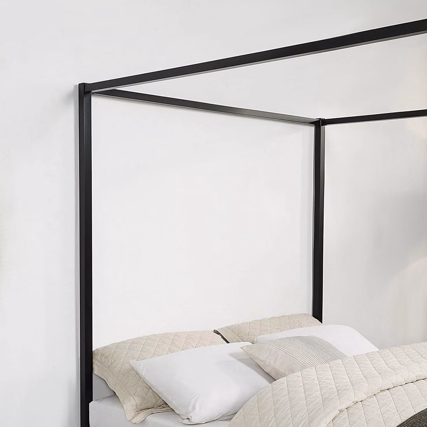 SlumberWorx Ashwell Modern Four Poster Metal Bed Frame in Black, W/D/H: 144 x 200 x 180 cm – 2