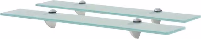 Berkfield Home Set of 2 Clear Glass Floating Shelves, W: 60 cm, D: 10 cm, Thickness: 8 mm