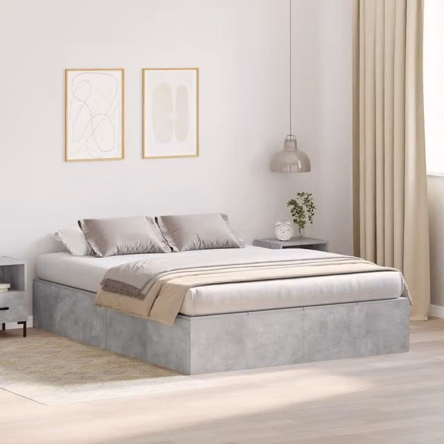 Berkfield Home Storage Bed Frame with Lift Up Base, Grey, W: 150 cm, D: 200 cm – 1