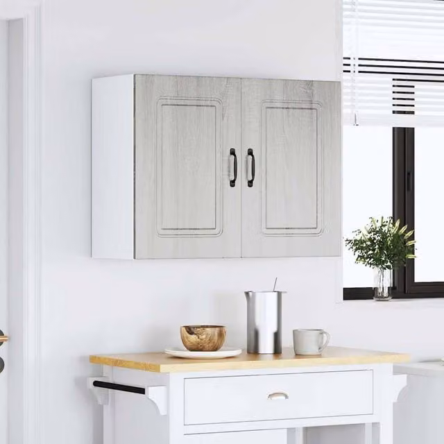 Berkfield Home Kalmar Wall Mounted Kitchen Cabinet in Grey Sonoma Matt Engineered Wood W/D/H: 60 x 31 x 80 cm