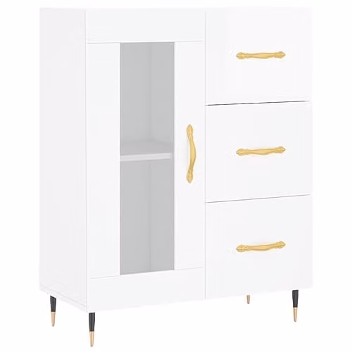 vidaXL Modern High Gloss White Sideboard, W/D/H: 69.5 x 34 x 90 cm