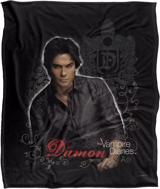 Warner Brothers Vampire Diaries Damon Silky Touch Super Soft Throw Blanket in White – 1