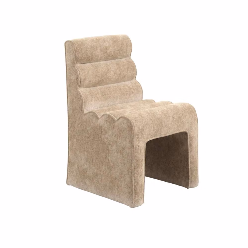Wyld Haus Midleton Retro Beige Velvet Upholstered Dining Chair with Cantilever Base – 2