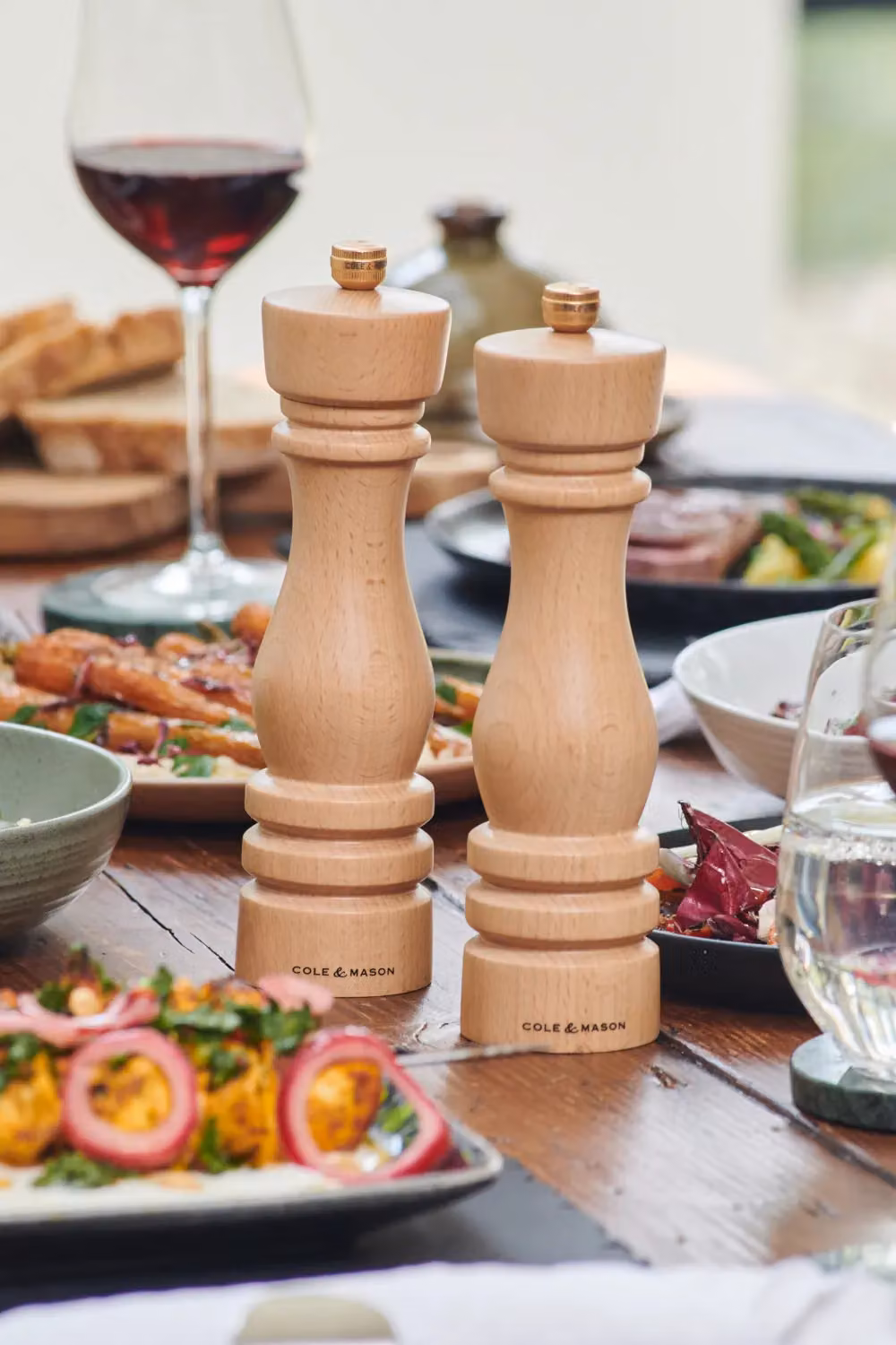 Cole & Mason London Beech Wood Salt and Pepper Mill Set in Beige, H 22 cm – 2