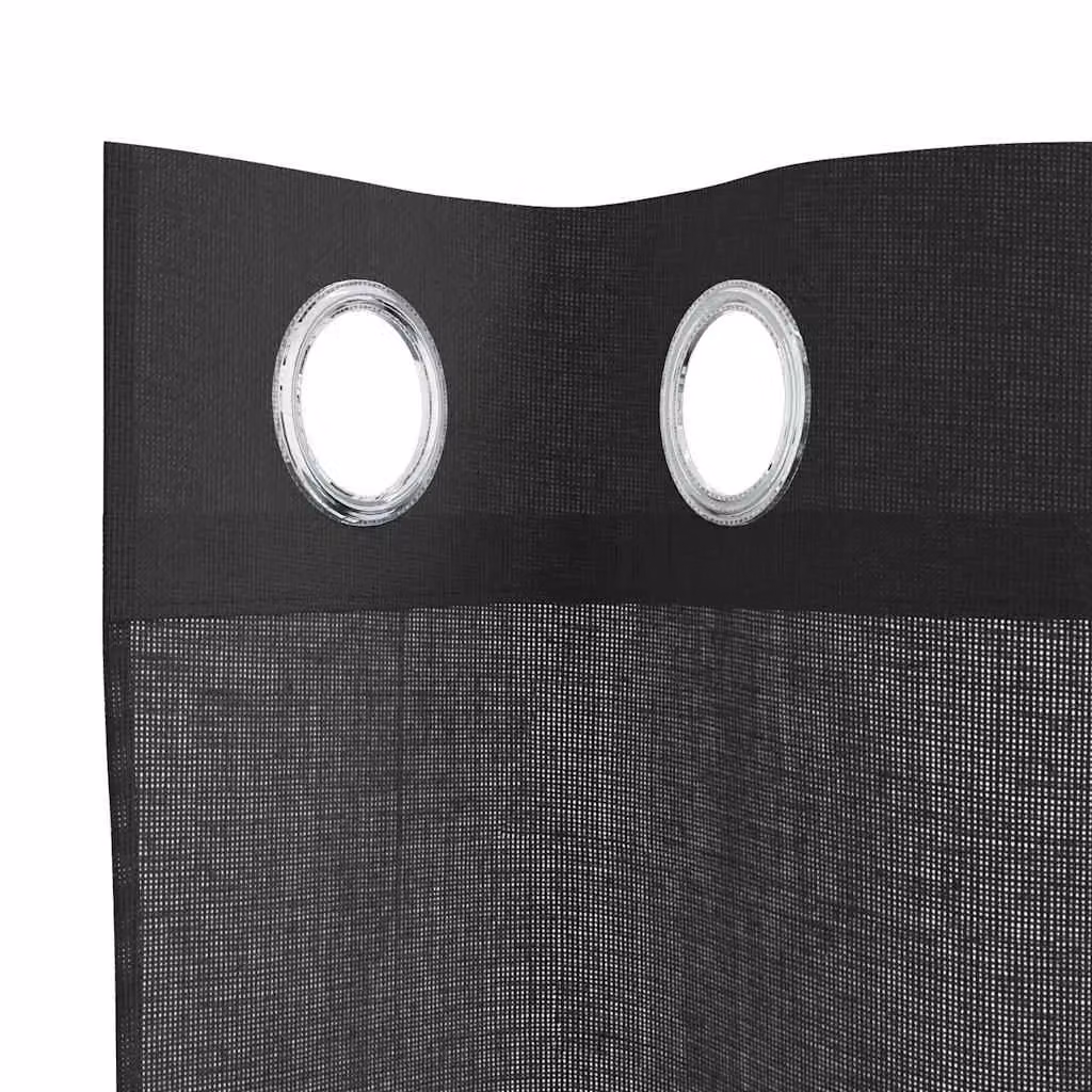Berkfield Home Black Transparent Voile Fabric Panel Curtains with Eyelets, 2 Pack, W: 140 cm, H: 300 cm – 5