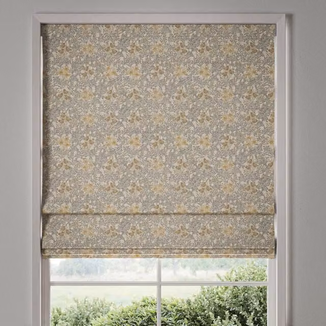 William Morris Made To Measure Blackout Roman Blind in Barley Floral Pattern, Grey and Multicolour