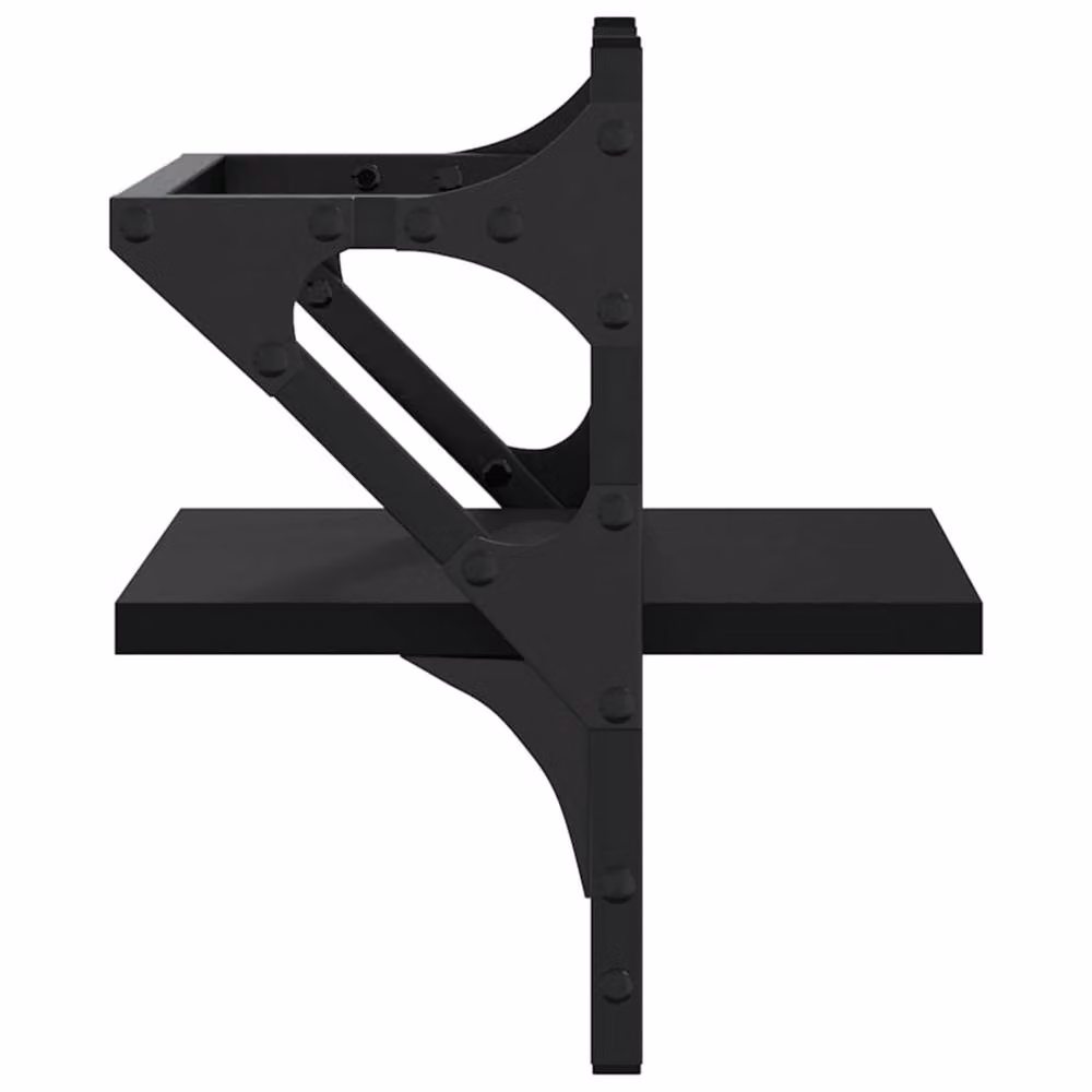 Berkfield Home Wall Shelves with Hanging Rods, 2 Pack, Black, W/D/H: 30 x 25 x 30 cm – 5