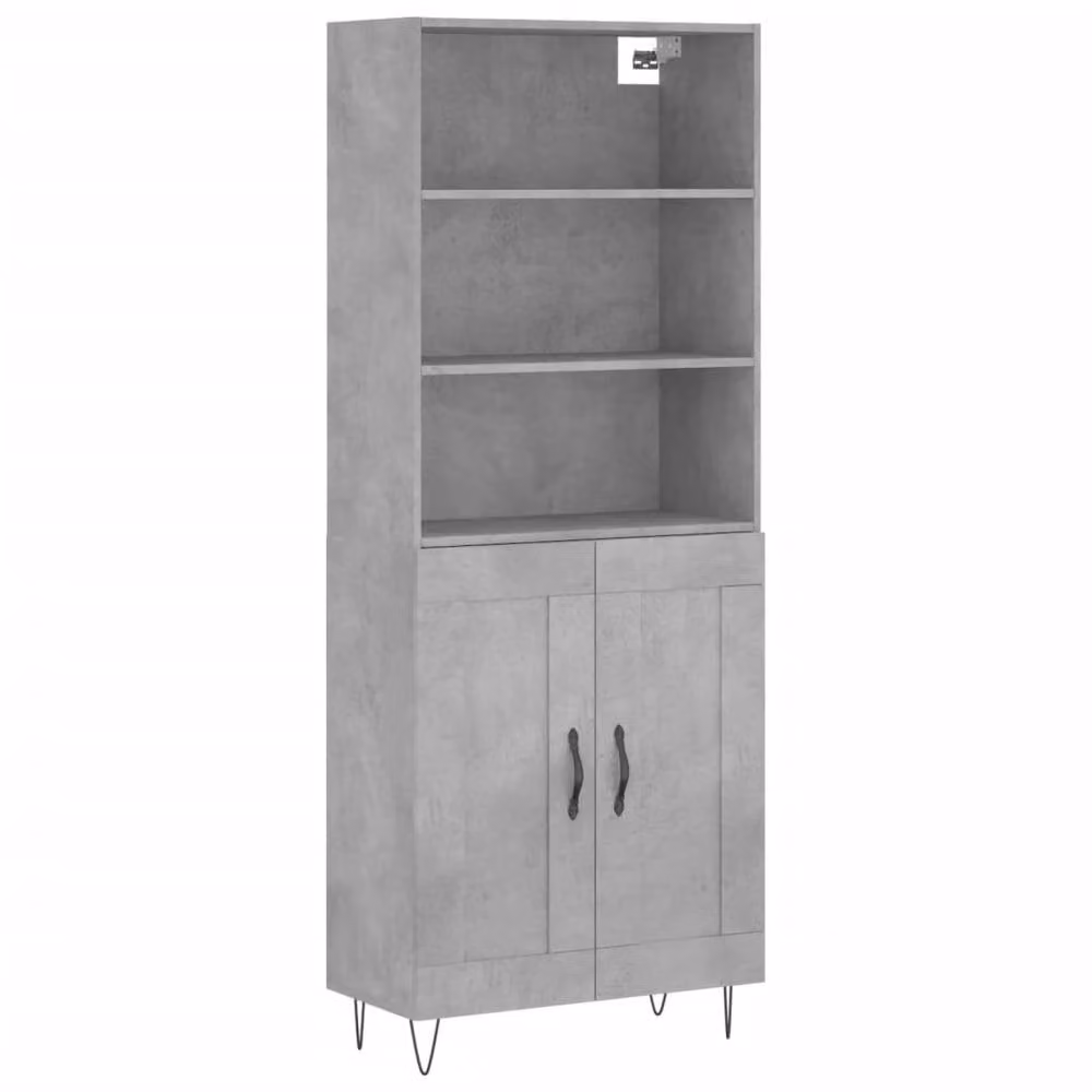 Berkfield Home Highboard in Concrete Grey, W/D/H: 69.5 x 34 x 180 cm – 3