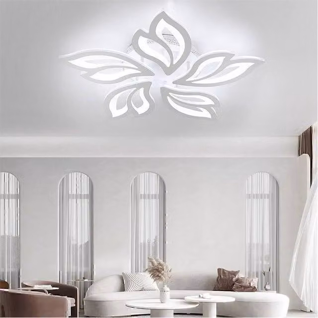 Nordara Modern LED Chandelier with RGB Backlight and White Aluminium Frame – 1
