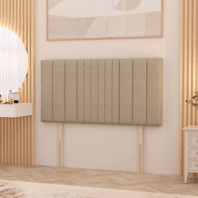 Somnior Beds Ltd Arizona Linen Fabric Upholstered Divan Headboard in Beige, Height: 81.28 cm