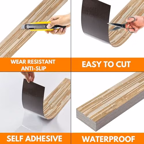 Novecrafto Self Adhesive Wood Look Vinyl Floor Planks, 36 Pack, Beige and Grey, W: 91.4 cm x D: 15.2 cm – 3