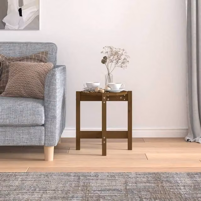 Berkfield Home Beautiful Round Solid Wood Pine Coffee Table in Honey Brown, Diameter: 42.5 cm, Height: 45 cm – 1