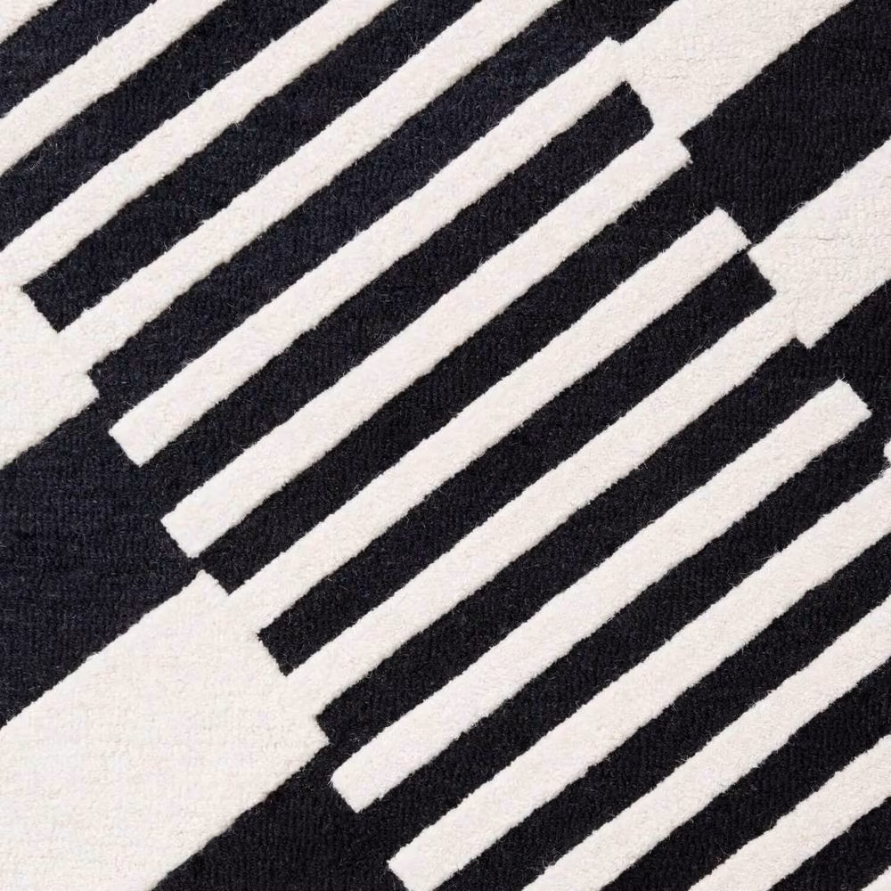 Ted Baker Flux Handwoven Wool Geometric Rug in Black and White, W: 160 cm, D: 230 cm – 3