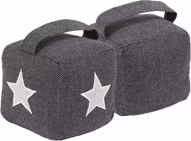 Nicola Spring Mismatched Herringbone Geometric Door Stop Set in Grey, Pack of 2, W/D/H: 16 x 16 x 16 cm